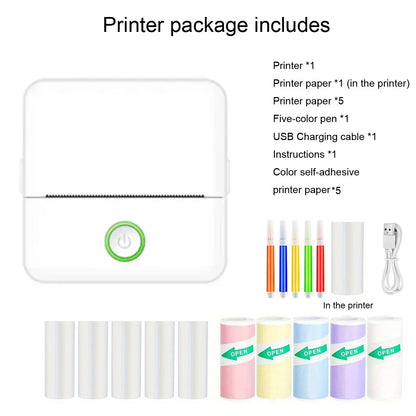 Mini Printer, Inkless Sticker Maker, Free Cut Small Pocket Printer, Portable Thermal Printer for Photo Journal Notes Memo